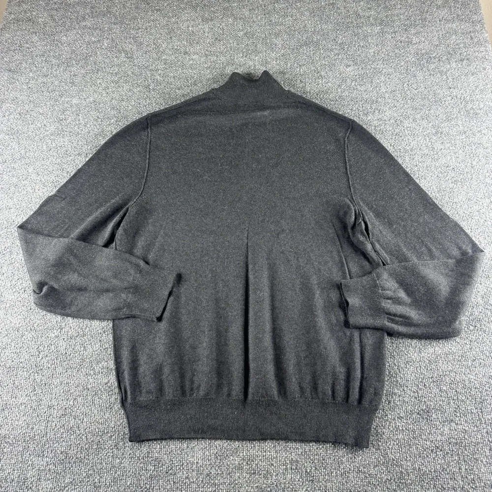 Banana Republic Sweater Mens L Gray 1/4 Zip Mock Neck‎ Silk Cashmere Knit
